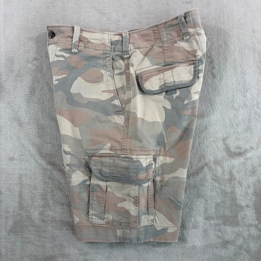 Vintage Abercrombie & Fitch Drawcord Cargo Camo‎ Shorts Men 30 Surplus Army NWT